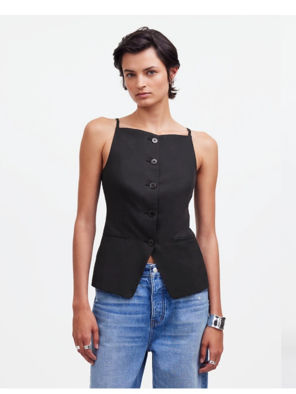 Madewell Square Neck Vest in Drapey Twill